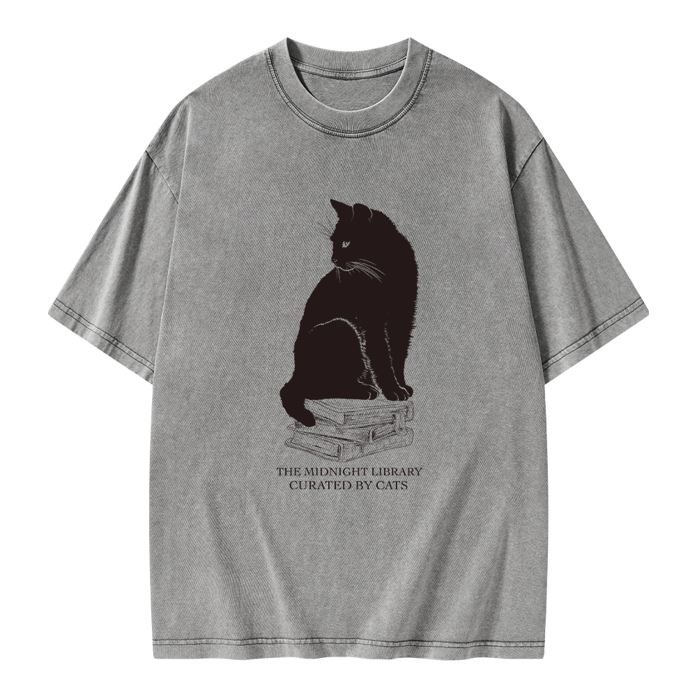 Pagewings The Midnight Library Curated By Cats Unisex Washed T-shirt
