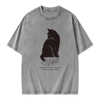 Pagewings The Midnight Library Curated By Cats Unisex Washed T-shirt