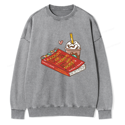 Pagewings A Court of Thorns and Roses Bookish  Unisex Washed Sweatshirt