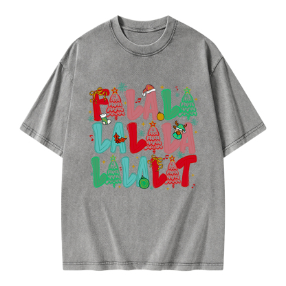 Pagewings Fa-la-la-la-la La-la-la-Lit Unisex Washed T-shirt