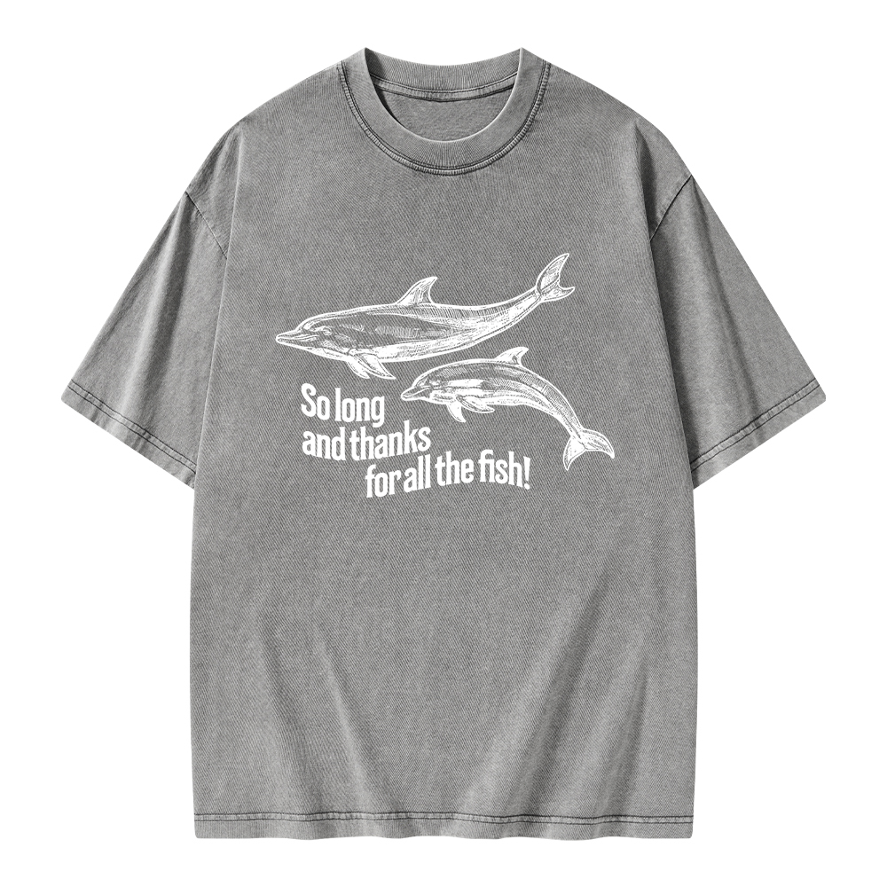 Pagewings So Long And Thanks For All The Fish Unisex Washed T-shirt