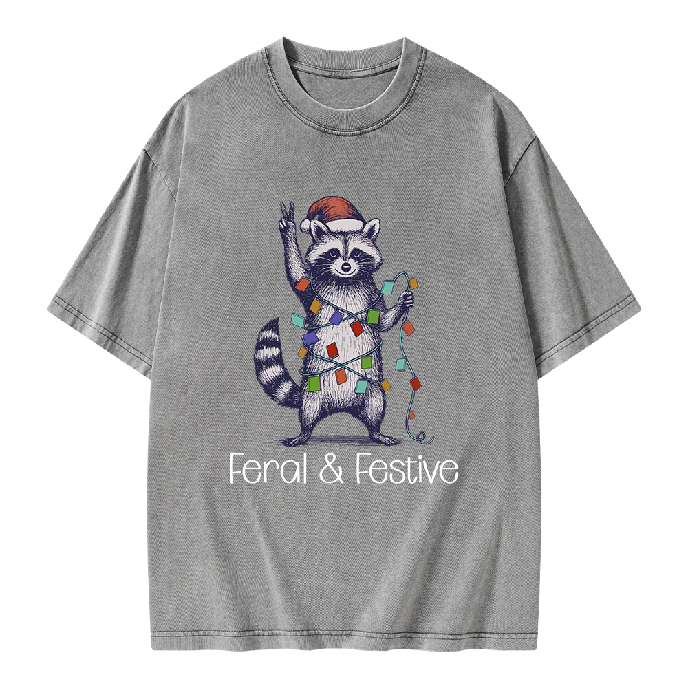 Pagewings Feral and Festive Unisex Washed T-shirt