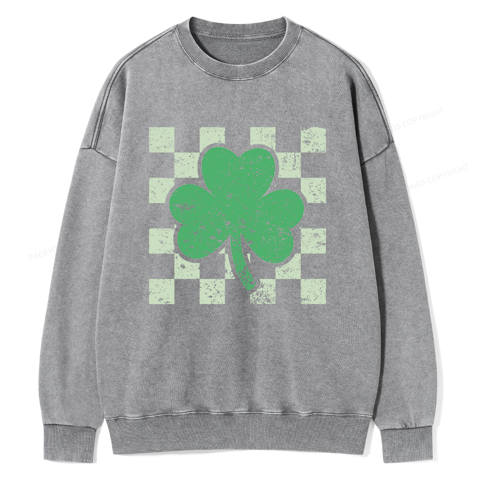 Pagewings St Patrick's Shirt, Shamrock Shirt Unisex Washed Sweatshirt