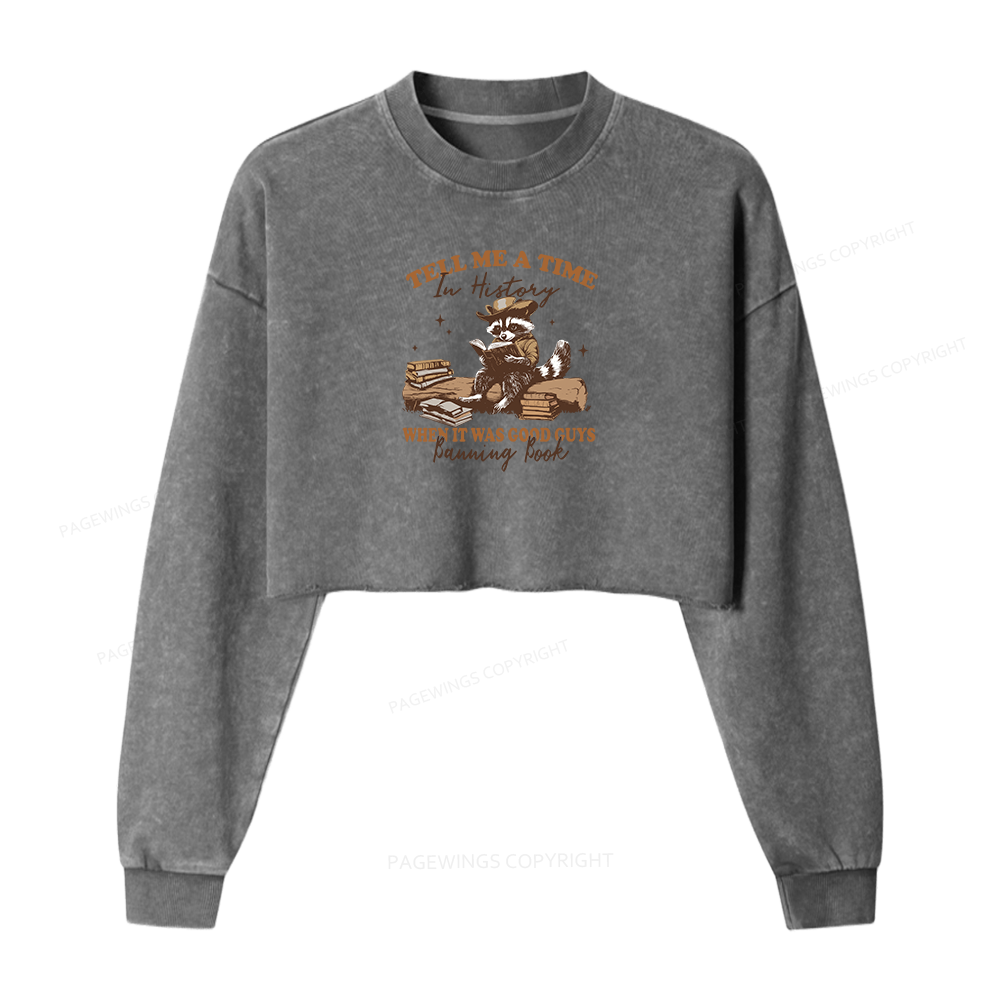 Pagewings In History When It Was Good Guys Banning Book Women Washed Crop Sweatshirt