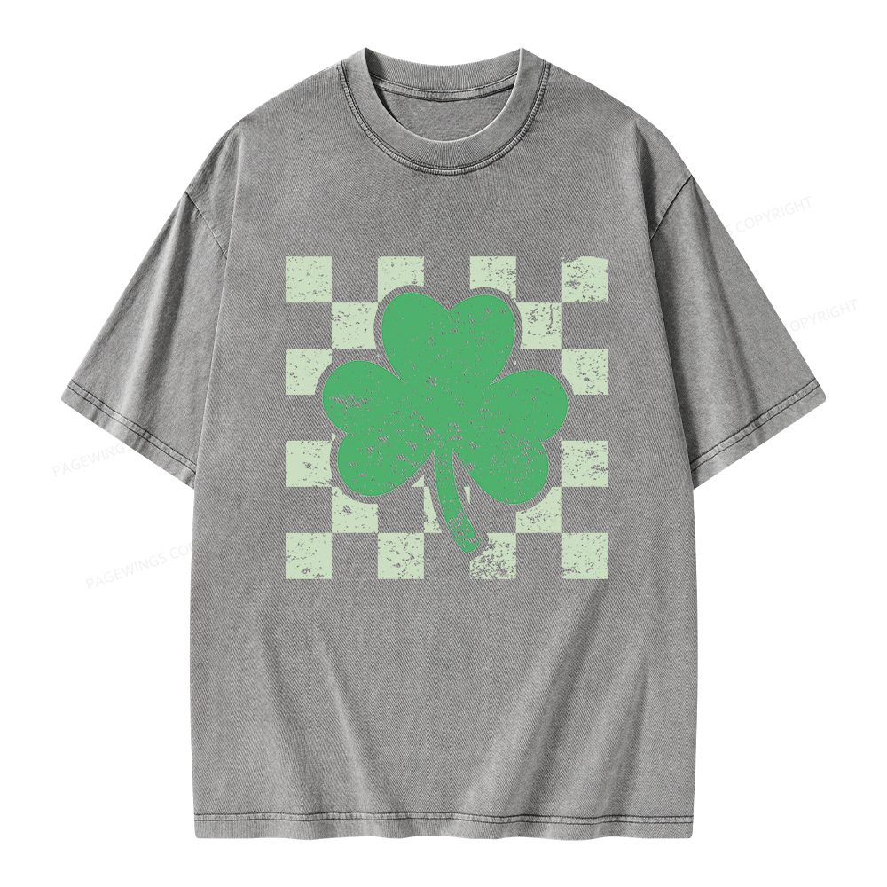 Pagewings St Patrick's Shirt, Shamrock Shirt Unisex Washed T-shirt