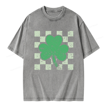 Pagewings St Patrick's Shirt, Shamrock Shirt Unisex Washed T-shirt