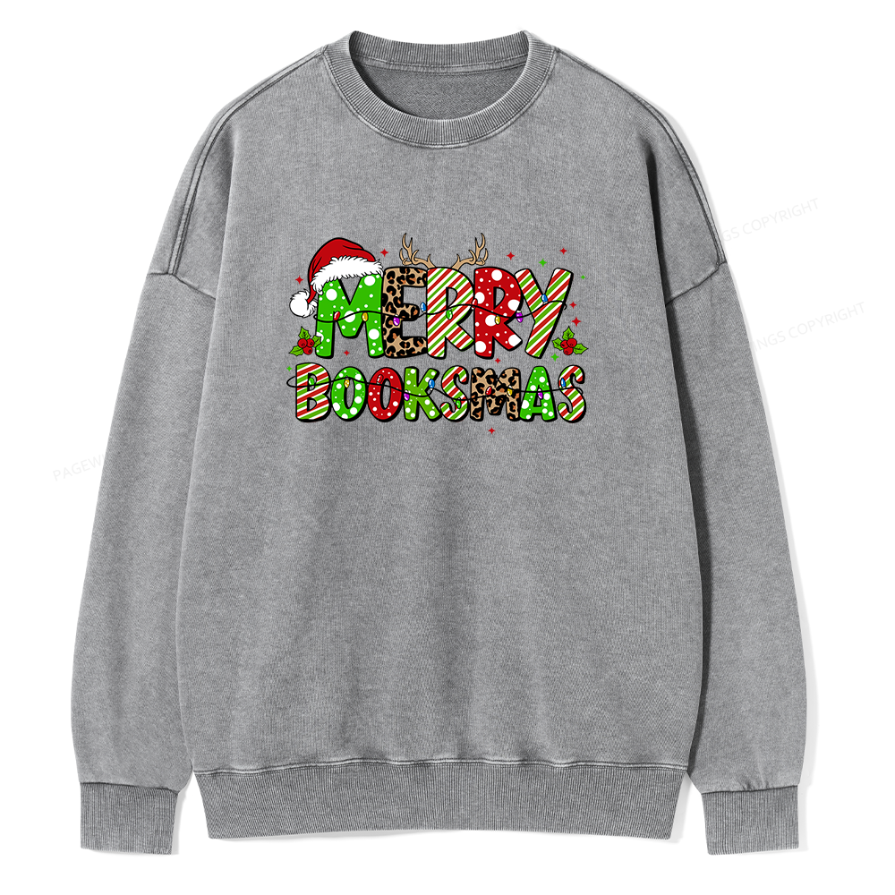 Pagewings Merry Booksmas Unisex Washed Sweatshirt