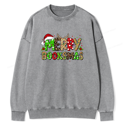 Pagewings Merry Booksmas Unisex Washed Sweatshirt