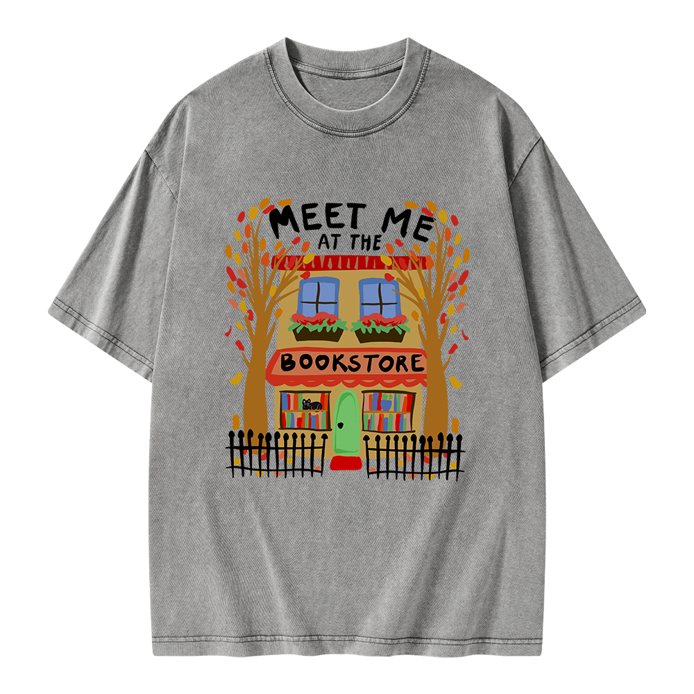 Pagewings Meet Me At The Bookstore Unisex Washed T-shirt