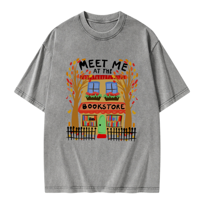Pagewings Meet Me At The Bookstore Unisex Washed T-shirt