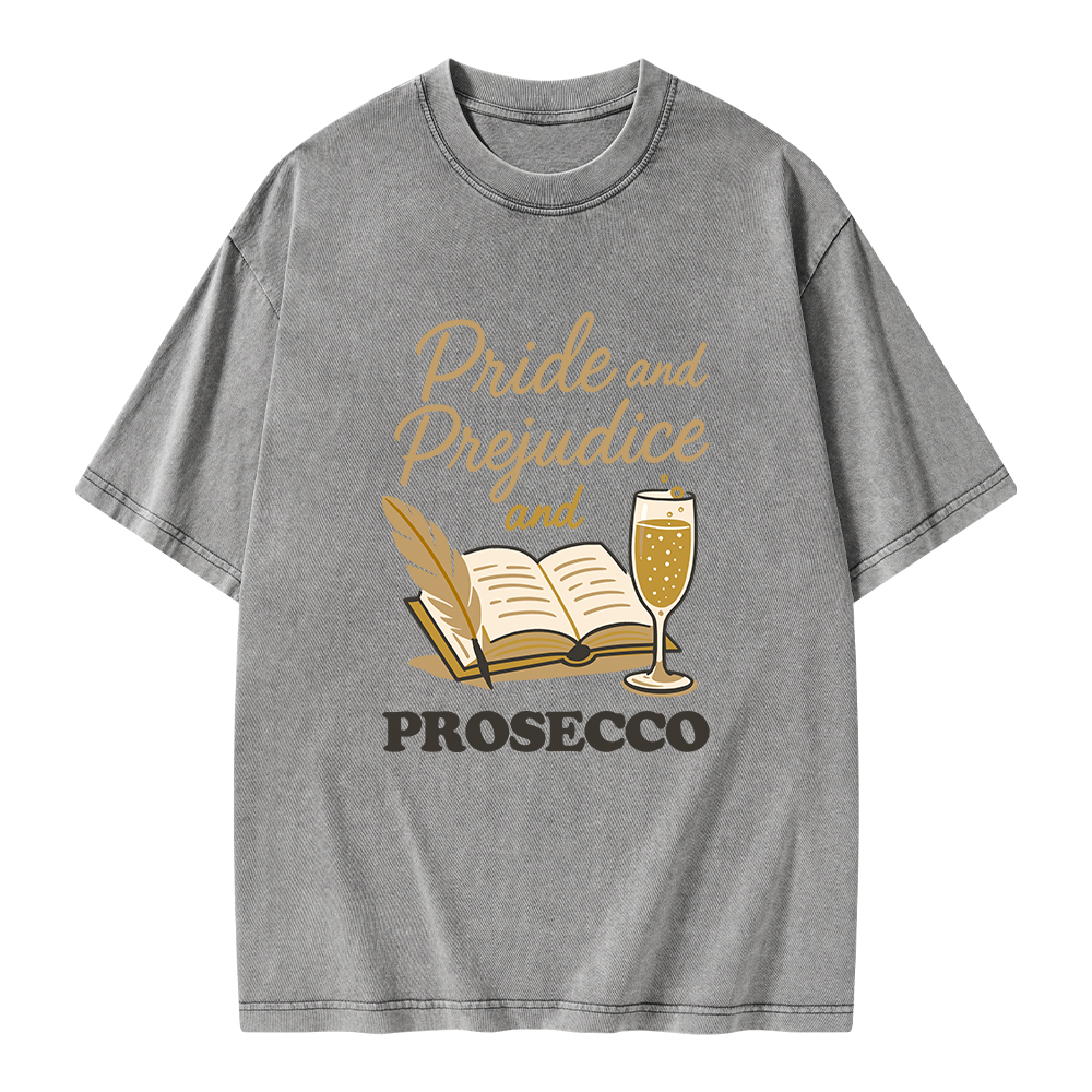 Pagewings Pride And Prejudice And Prosecco Unisex Washed T-shirt