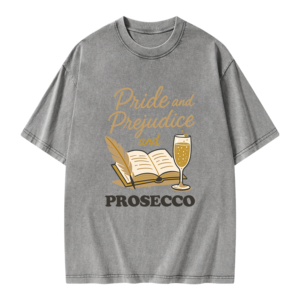 Pagewings Pride And Prejudice And Prosecco Unisex Washed T-shirt