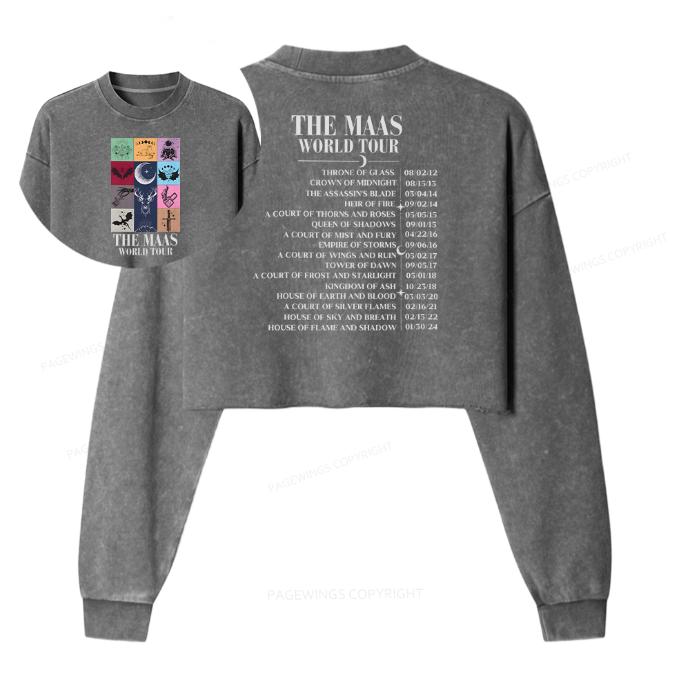 Pagewings World Tour Women Washed Crop Sweatshirt