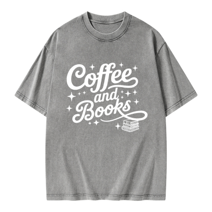Pagewings Coffee and Books Unisex Washed T-shirt