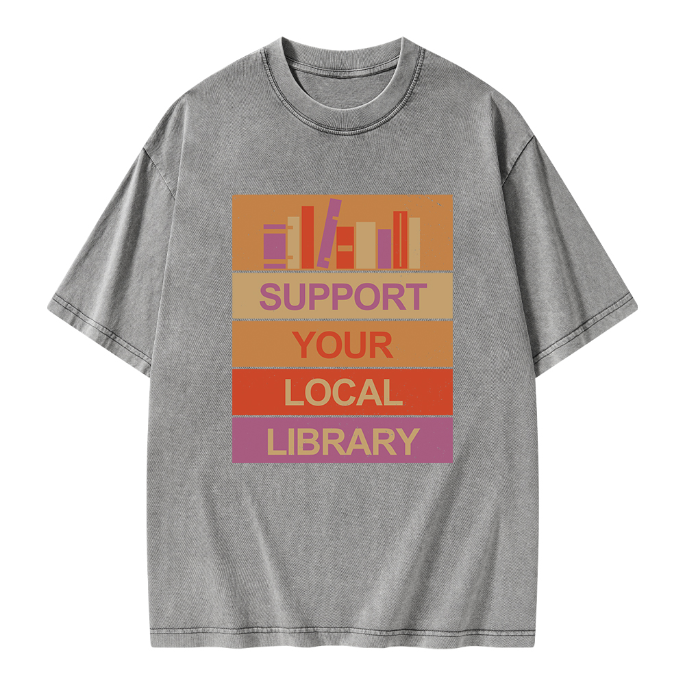 Pagewings Support Your Local Library Unisex Washed T-shirt