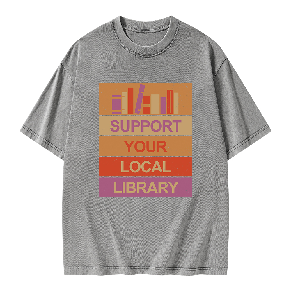 Pagewings Support Your Local Library Unisex Washed T-shirt