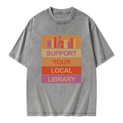 Pagewings Support Your Local Library Unisex Washed T-shirt
