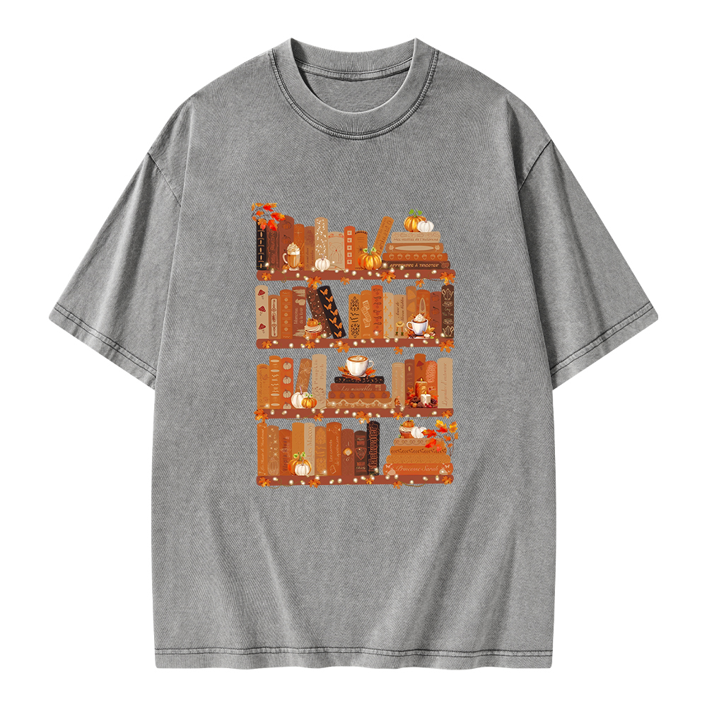 Pagewings Cozy Season Books Lover Unisex Washed T-shirt