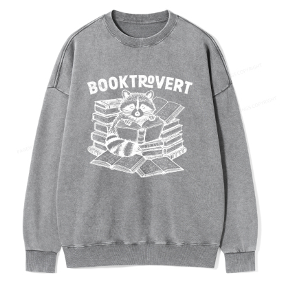 Pagewings  A Raccoon Reading Seriously Unisex Washed Sweatshirt