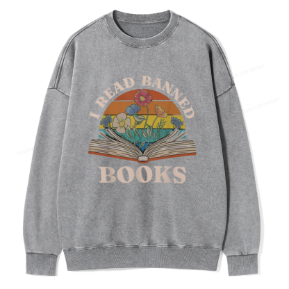 Pagewings I Read Banned Books Unisex Washed Sweatshirt