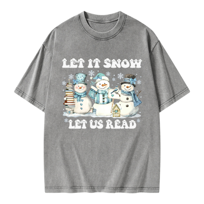 Pagewings Let It Snow Let Us Read Unisex Washed T-shirt