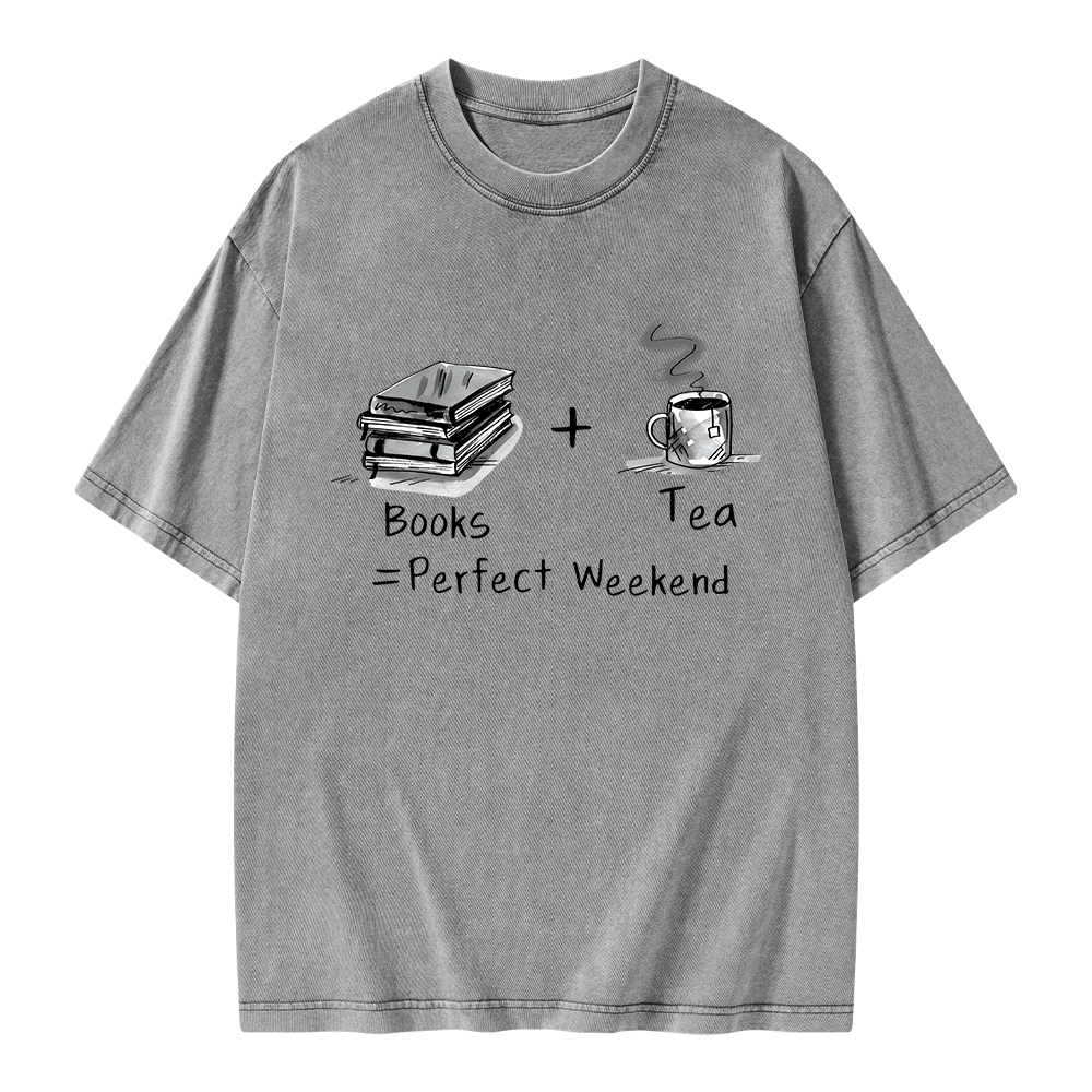 Pagewings Books Tea Perfect Weekend Unisex Washed T-shirt