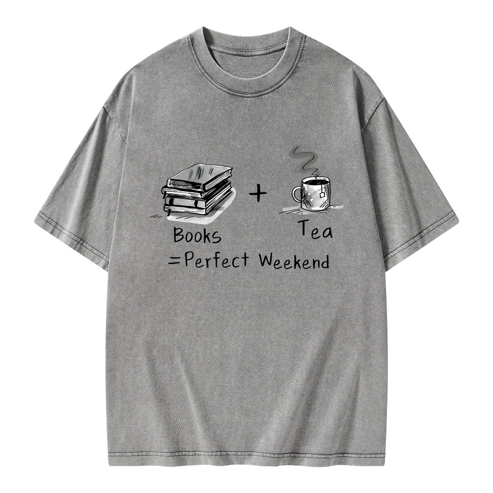 Pagewings Books Tea Perfect Weekend Unisex Washed T-shirt