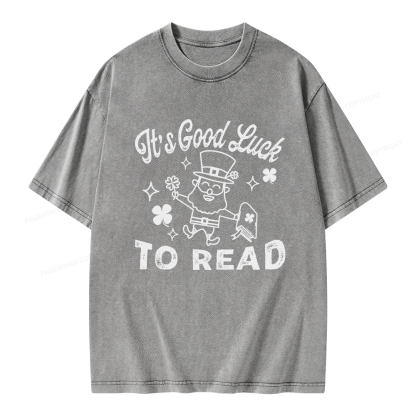 Pagewings  St. Patrick's day Librarian Shirt Library tshirt Unisex Washed T-shirt