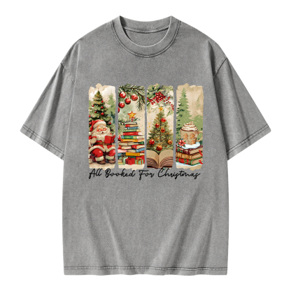 Pagewings All Booked for Christmas Unisex Washed T-shirt