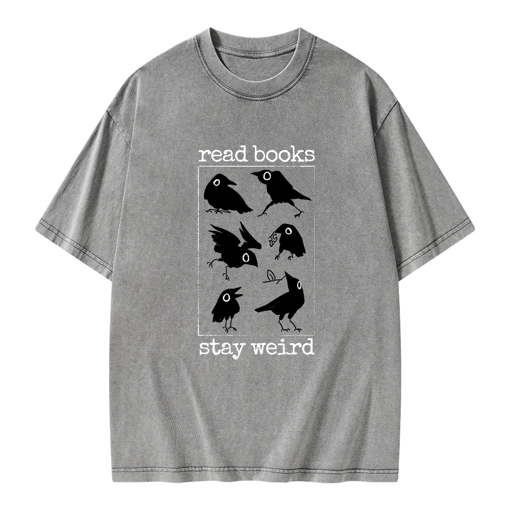 Pagewings Read Books Stay Weird Unisex Washed T-shirt