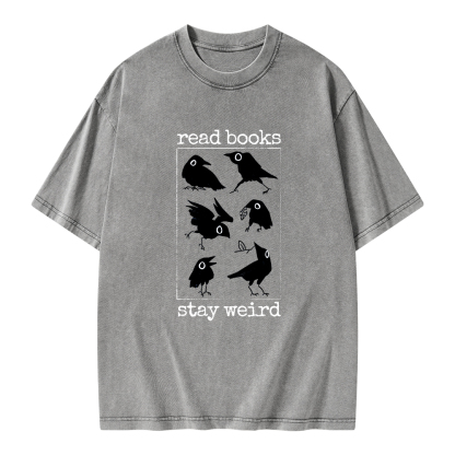 Pagewings Read Books Stay Weird Unisex Washed T-shirt
