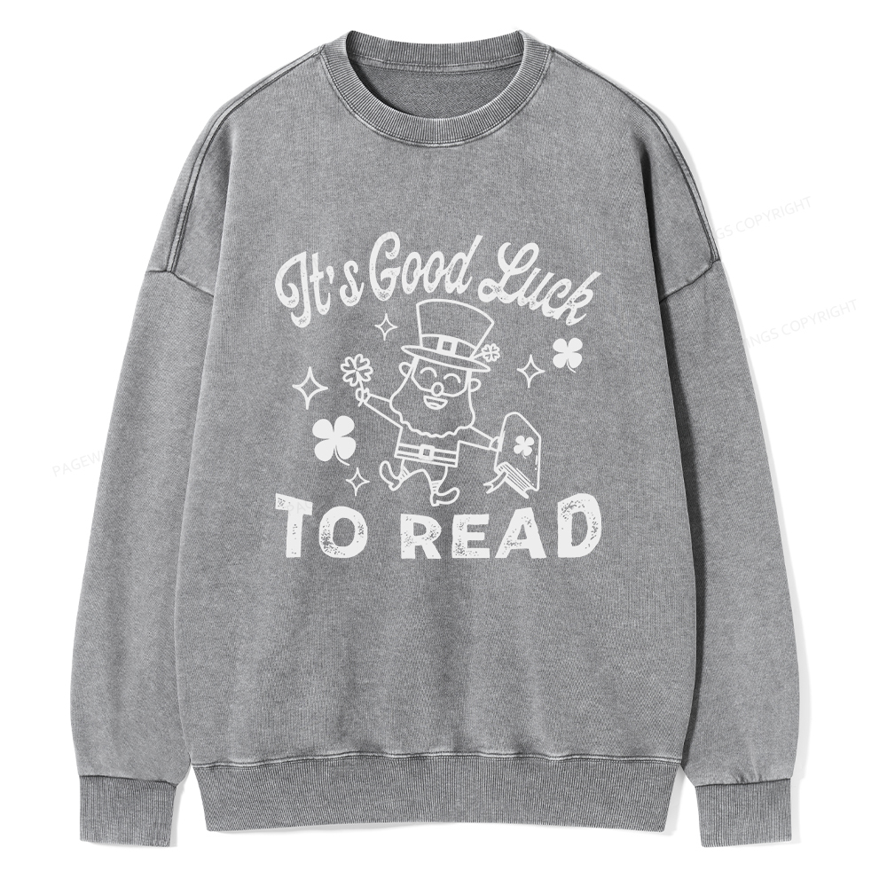 Pagewings  St. Patrick's day Librarian Shirt Library tshirt Unisex Washed Sweatshirt