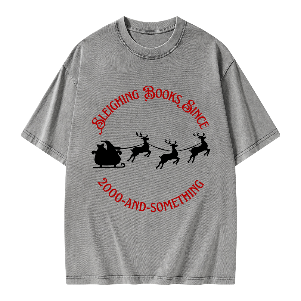 Pagewings Sleighing Books Since 2000-And-Something Unisex Washed T-shirt