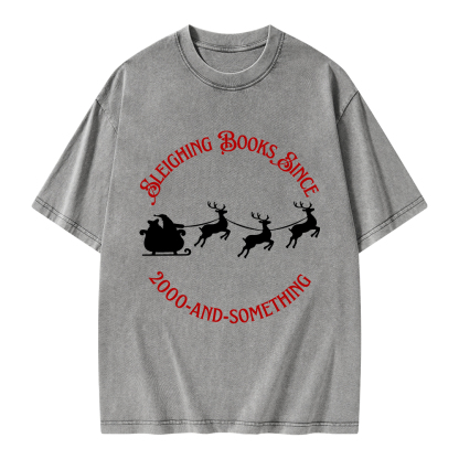 Pagewings Sleighing Books Since 2000-And-Something Unisex Washed T-shirt