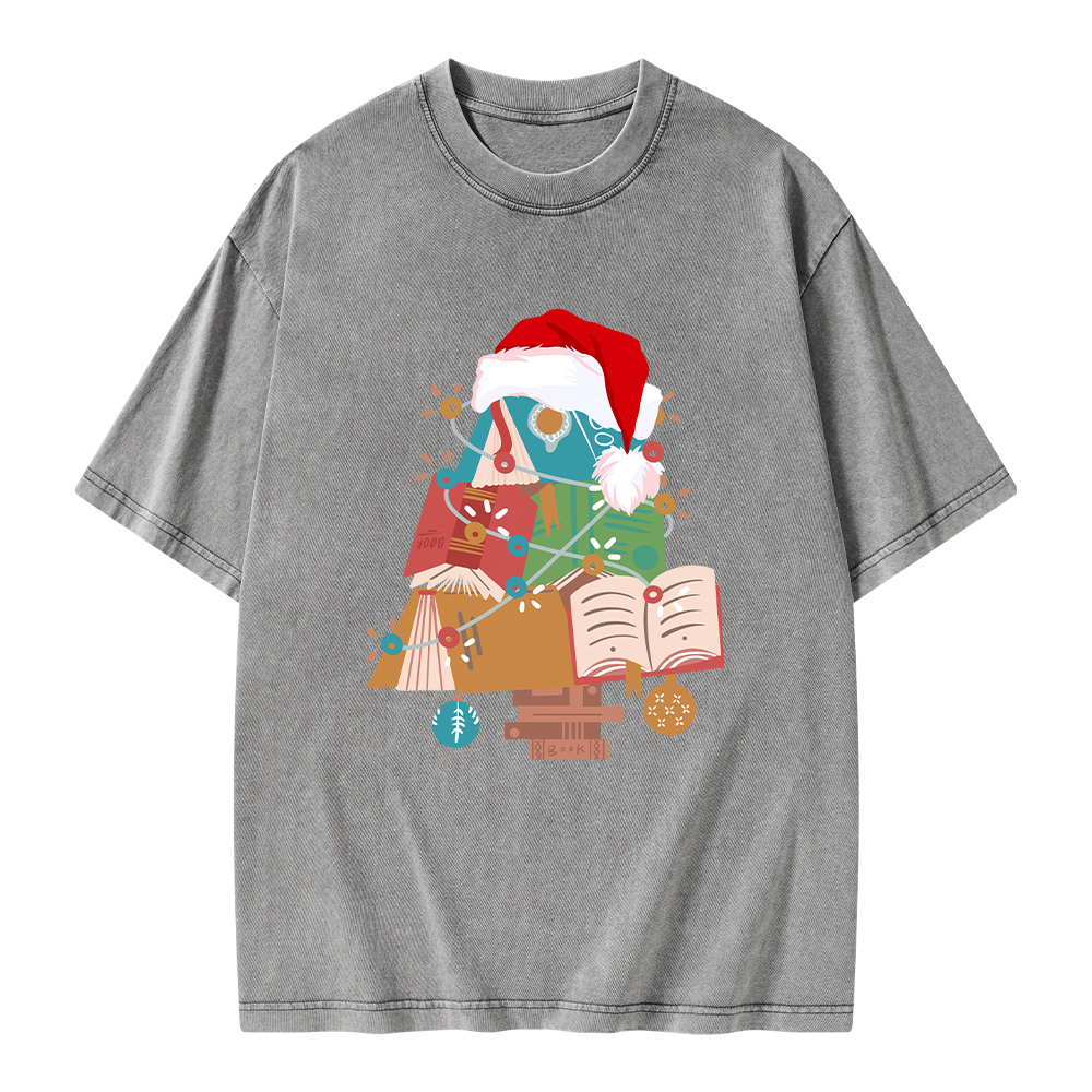 Pagewings Bookish Christmas Unisex Washed T-shirt