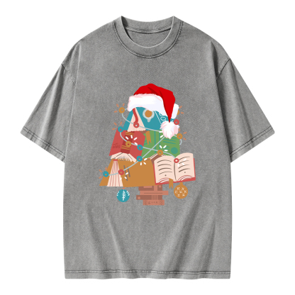 Pagewings Bookish Christmas Unisex Washed T-shirt