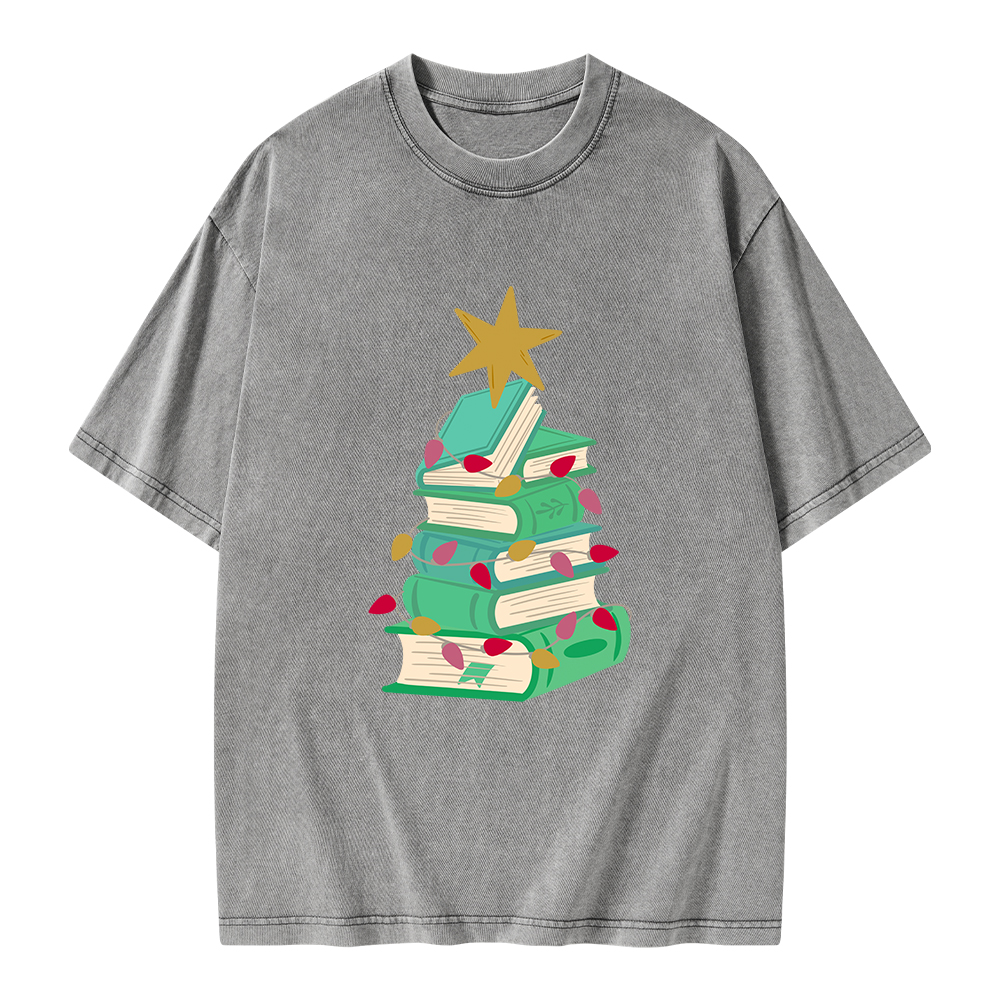 Pagewings Bookish Christmas Unisex Washed T-shirt