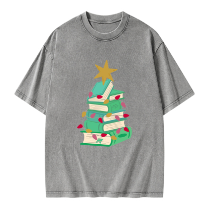 Pagewings Bookish Christmas Unisex Washed T-shirt