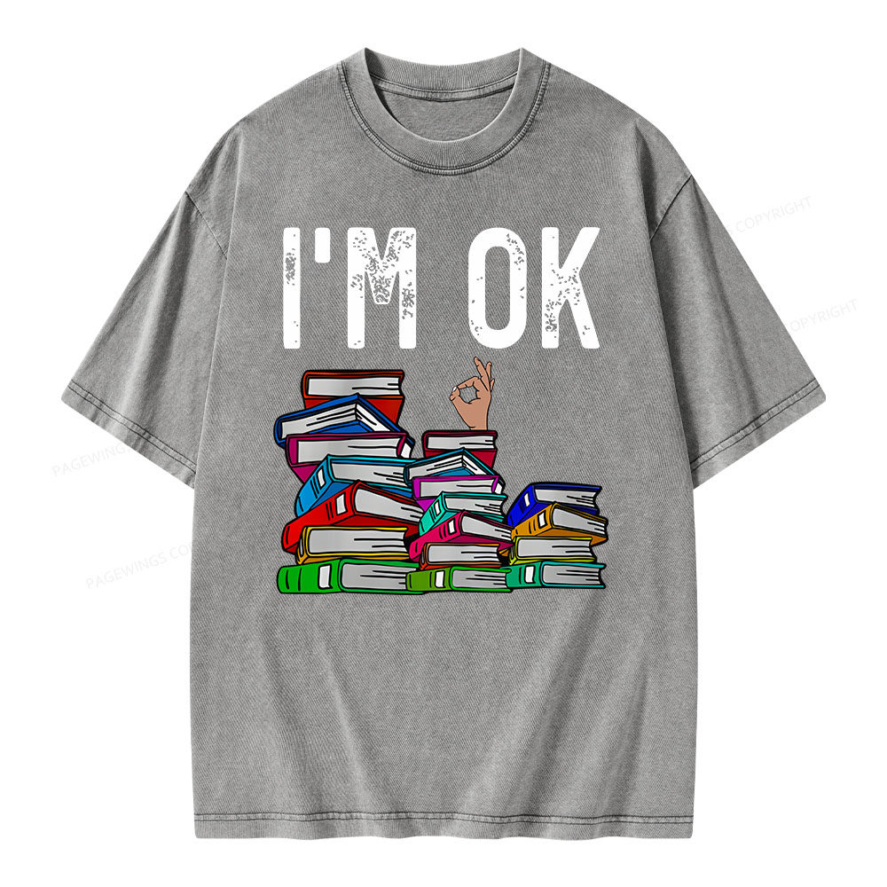 Pagewings Librarian Book Reader Funny Book Lover T Shirts Unisex Washed T-shirt