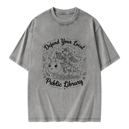 Pagewings Defend Your Local  Public Library Unisex Washed T-shirt