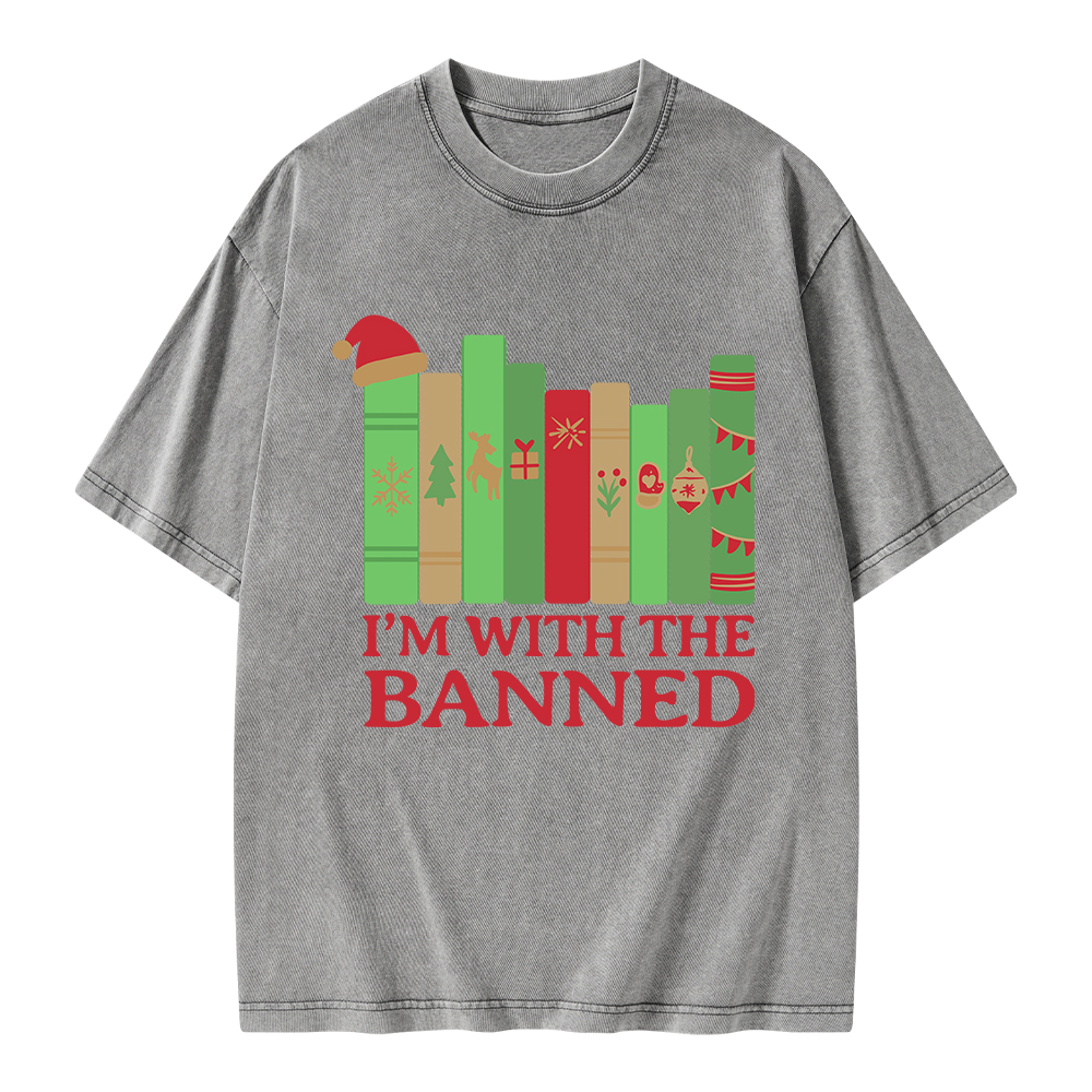 Pagewings I'm With The Banned Christmas Unisex Washed T-shirt