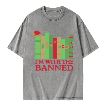 Pagewings I'm With The Banned Christmas Unisex Washed T-shirt