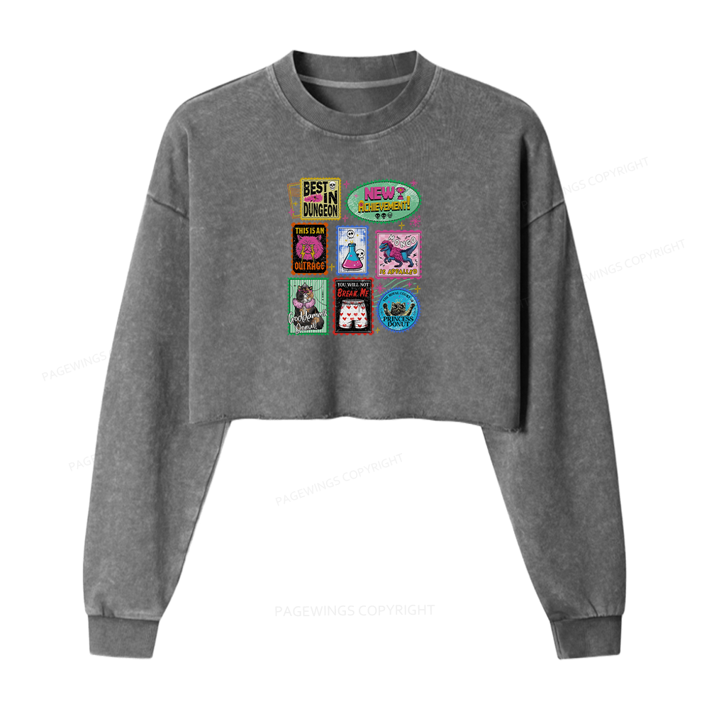 Pagewings New Achievement Women Washed Crop Sweatshirt
