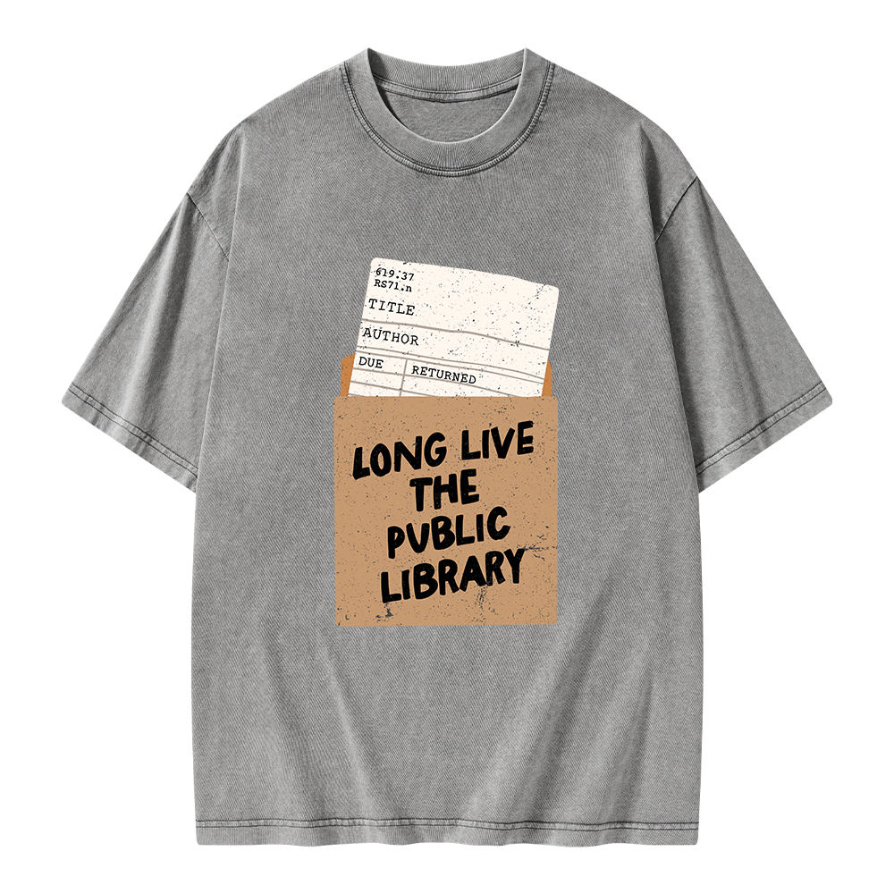 Pagewings Long Live The Public Library Unisex Washed T-shirt