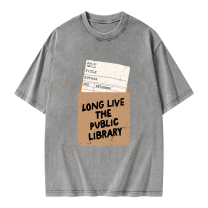 Pagewings Long Live The Public Library Unisex Washed T-shirt