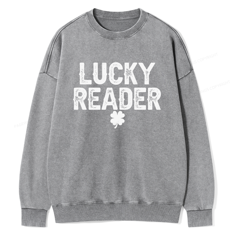 Pagewings Lucky and Lucky Fucker Graphic Tees Unisex Washed Sweatshirt