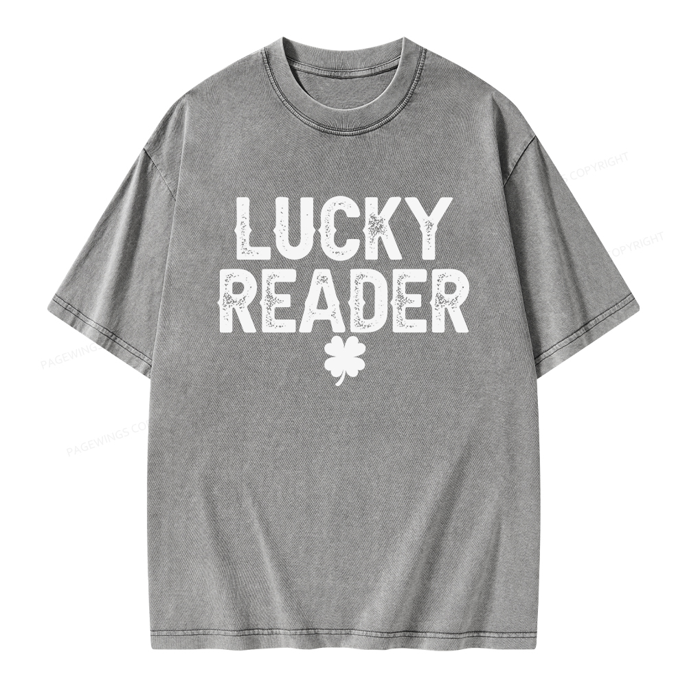 Pagewings Lucky and Lucky Fucker Graphic Tees Unisex Washed T-shirt