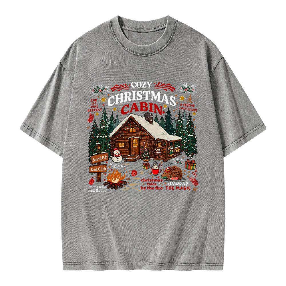 Pagewings Cozy Christmas Reading Unisex Washed T-shirt