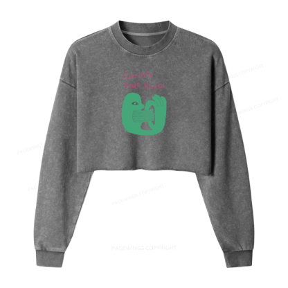Pagewings Consume More Books Women Washed Crop Sweatshirt