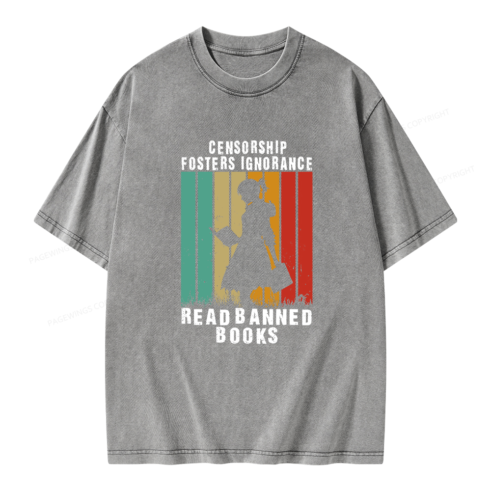 Pagewings Banned Books Vintage T-Shirt Unisex Washed T-shirt